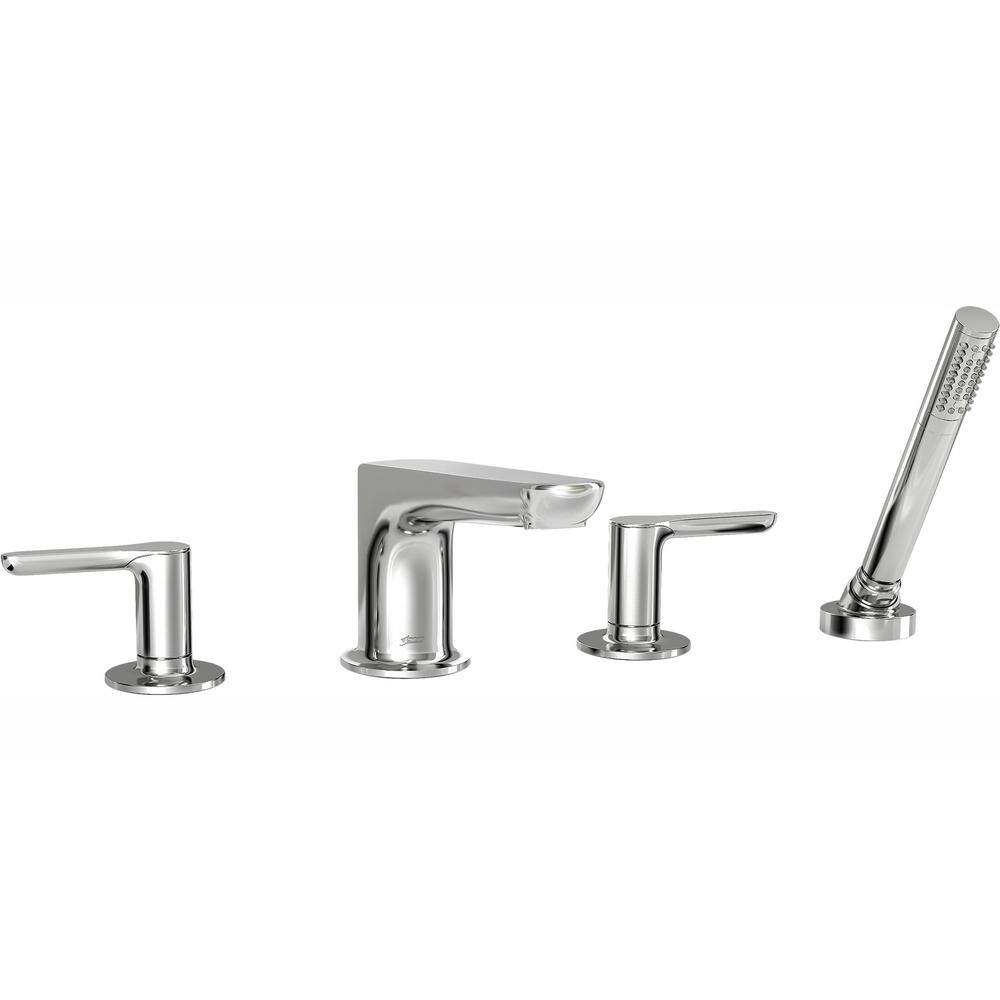 Studio S Polished Chrome 2-Handle Deck-Mount Roman Tub Faucet with Hand Shower