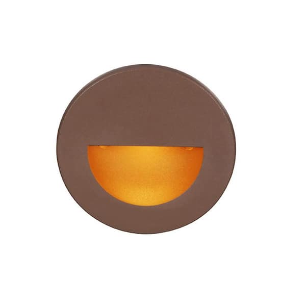 74 Lumens Line Voltage Bronze on Aluminum Alloy Integrated LED Hardwired Round Wall or Stair Light Amber