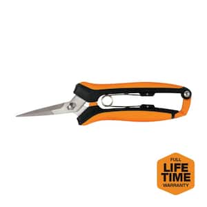 2.4 in. Stainless Steel Curved Blade Glass Filled Polypropylene Handle w/Softgrip Overlay Micro Tip Snip Pruning Shears