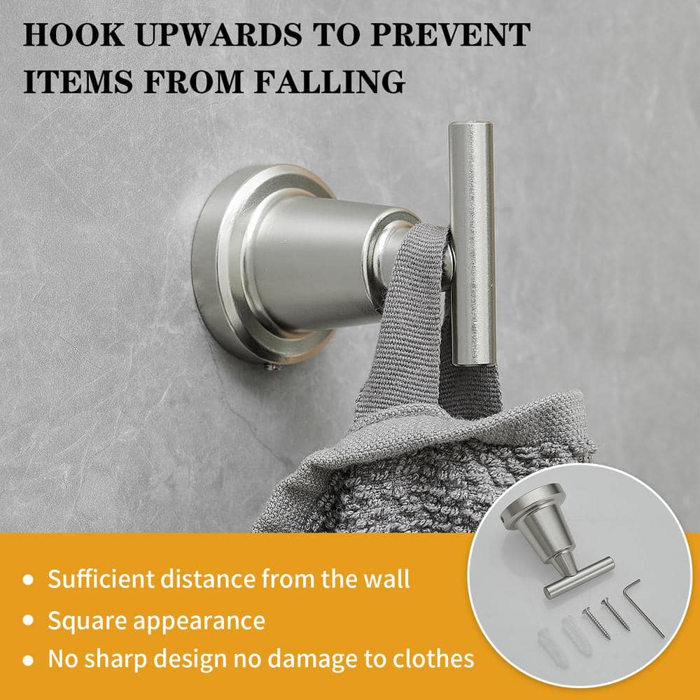 Brushed Nickel 4-Piece Bathroom Hardware Set with Towel Bar