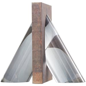 Silver Crystal Pyramid Shaped Geometric Bookends (Set of 2)