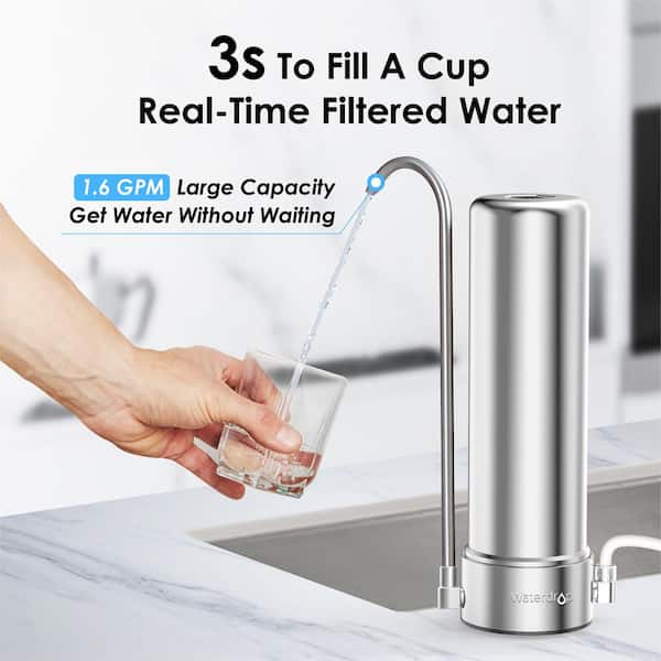 Waterdrop Countertop Water Filter, NSF/ANSI 42&372 Certified,5-Stage  Stainless Steel Faucet Water Filter for 8000 Gallons, Reduces Heavy Metals,  Bad