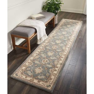 India House Blue 2 ft. x 10 ft. Bordered Traditional Runner Area Rug