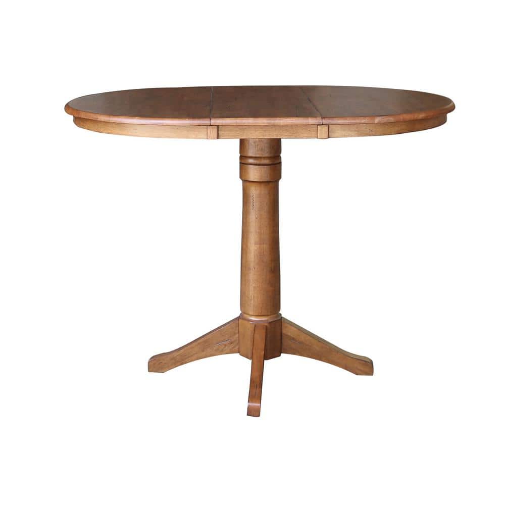 Eco-Friendly Round Oak Pedestal Table with Extendable Leaf