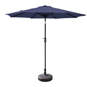 Peyton 9 ft. Market Patio Umbrella in Navy Blue with Bronze Round Base