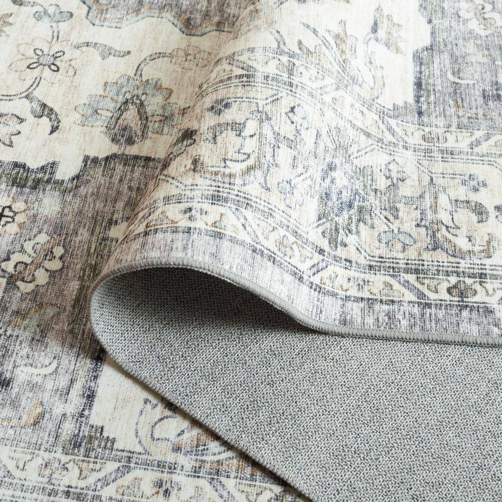 Elegant Isabella 36"x60" Gray and Cream Synthetic Area Rug