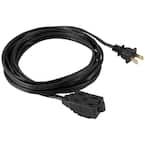 12 ft. 2-Wire 16-Gauge 3-Outlet Black Polarized Indoor Extension Cord