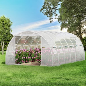 Walk-in Tunnel Greenhouse 10 ft. W x 20 ft. D x 7 ft. H Portable Plant Greenhouse with Zippered Doors & Roll-up Windows