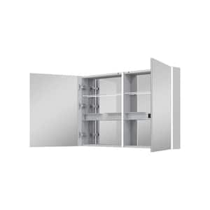 CHIC 48 in. W x 30 in. H Rectangular Aluminum Wall Mount Medicine Cabinet with Mirror and Lighted, Memory, Double Doors