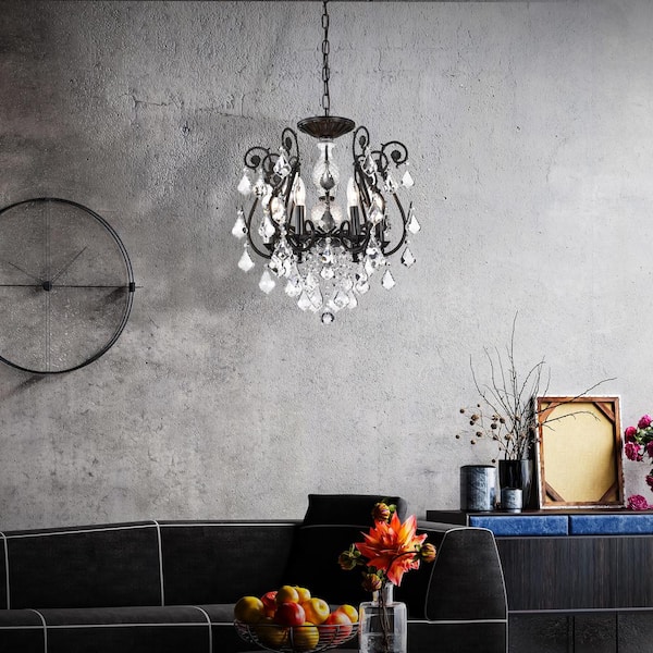 Edvivi Veronica Glam 6-Light Antique Black Candlestick Crystal