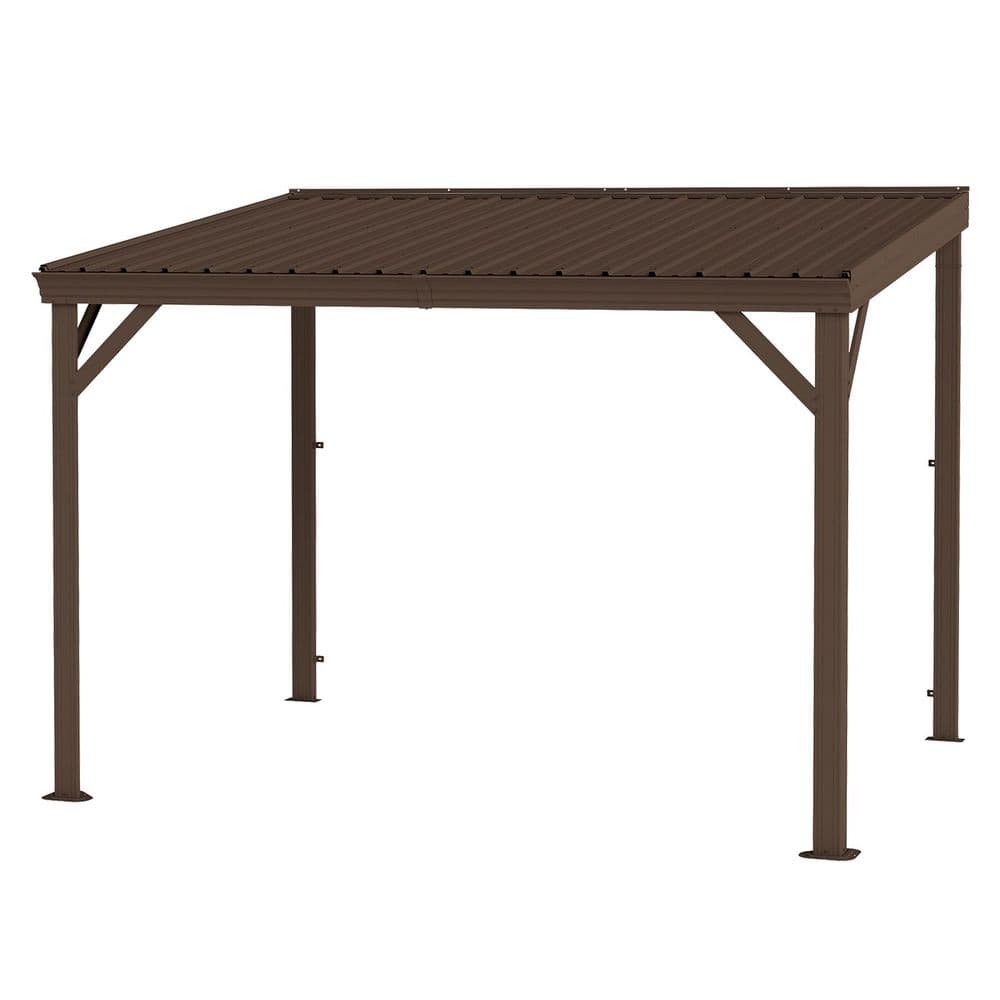 8 ft. x 10 ft. Wall-Mounted Galvanized Steel Roof Gazebo in Brown price history on PriceWatchPro