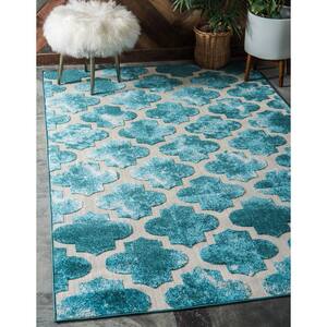 Indoor/Outdoor Nashville Turquoise 7' 0 x 10' 0 Area Rug