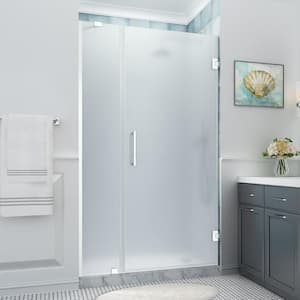 Belmore XL 45.25 - 46.25 in. x 80 in. Frameless Hinged Shower Door with Ultra-Bright Frosted Glass in Polished Chrome