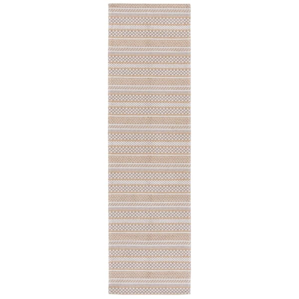 Augustine 2 ft. x 7 ft. Taupe/Beige Striped Geometric Runner Rug
