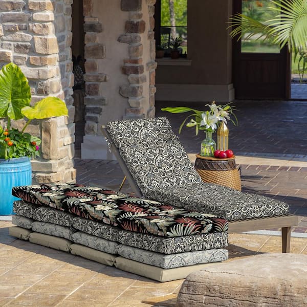 ARDEN 21 in. x 72 in. Outdoor Chaise Lounge Cushion in Black