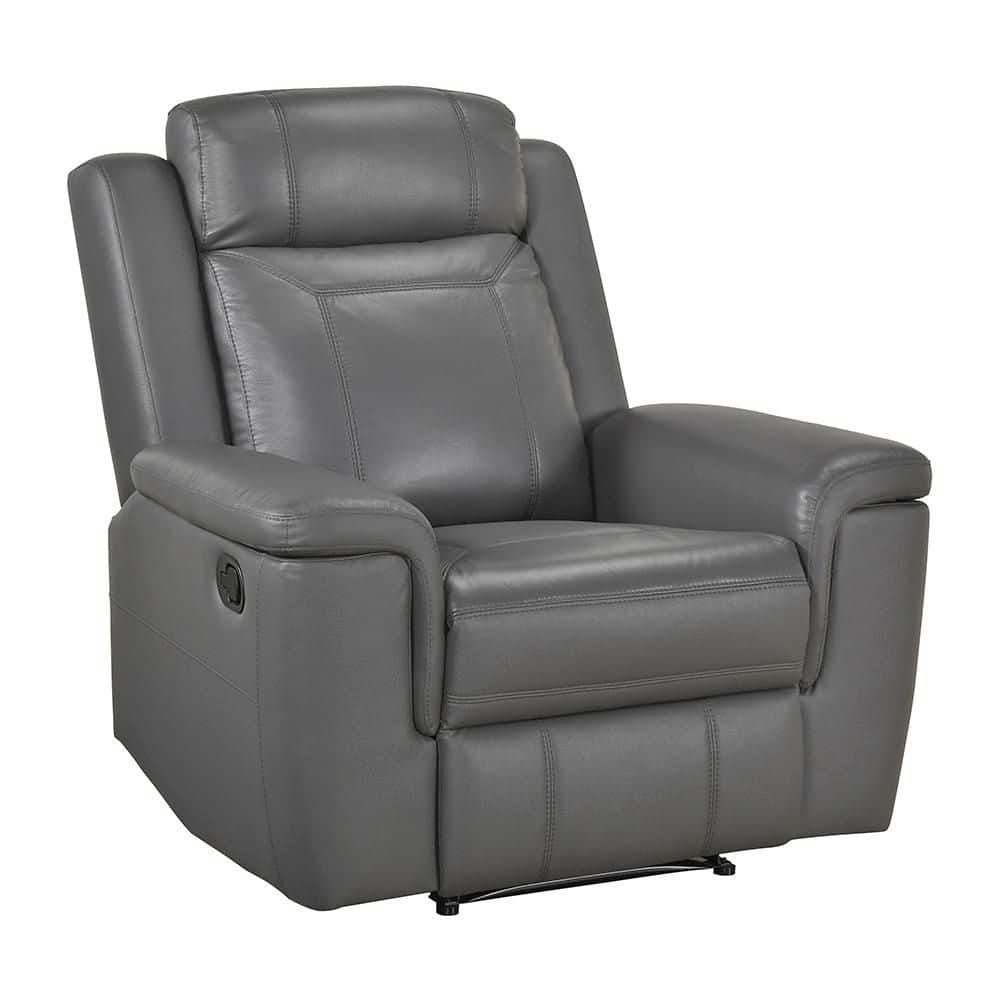 Lazzara Zorven Dark Gray Top Grain Leather Manual Recliner with