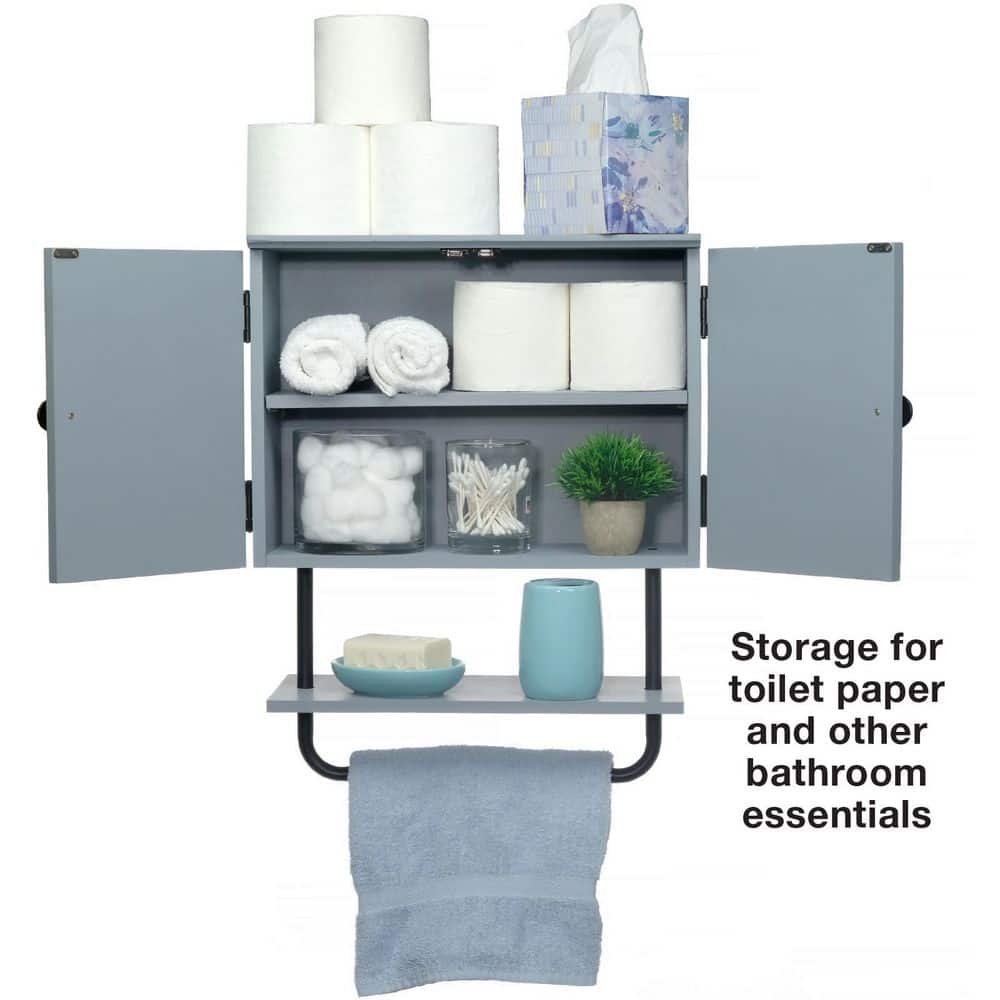 Rustic Gray Barndoor Wall-Mount Cabinet with Adjustable Shelf