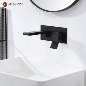 Luxury Single Handle Wall Mount Basin Faucet for Bathroom, Vanity in Matte Black