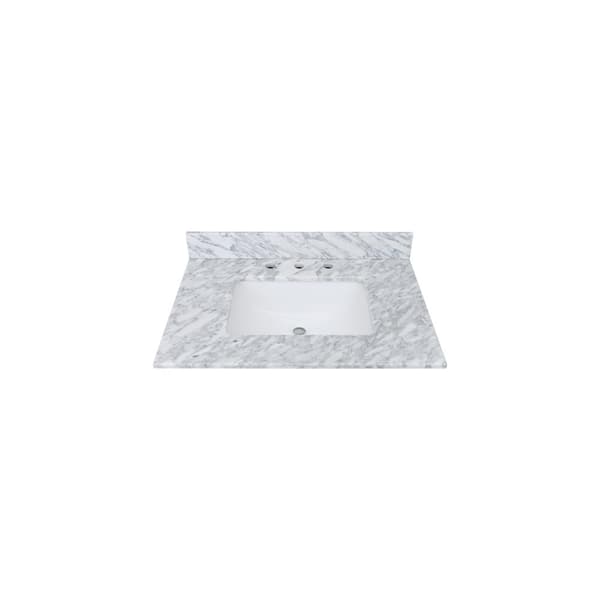 Home Decorators Collection 31 in. W x 22 in D Marble White Rectangular Single Sink Vanity Top in White