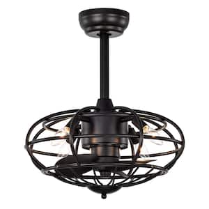 18.1 in. Indoor Matte Black Ellipsoid Ceiling Fan with Remote Control