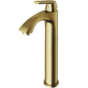 Linus Single Handle Single-Hole Bathroom Vessel Faucet in Matte Brushed Gold
