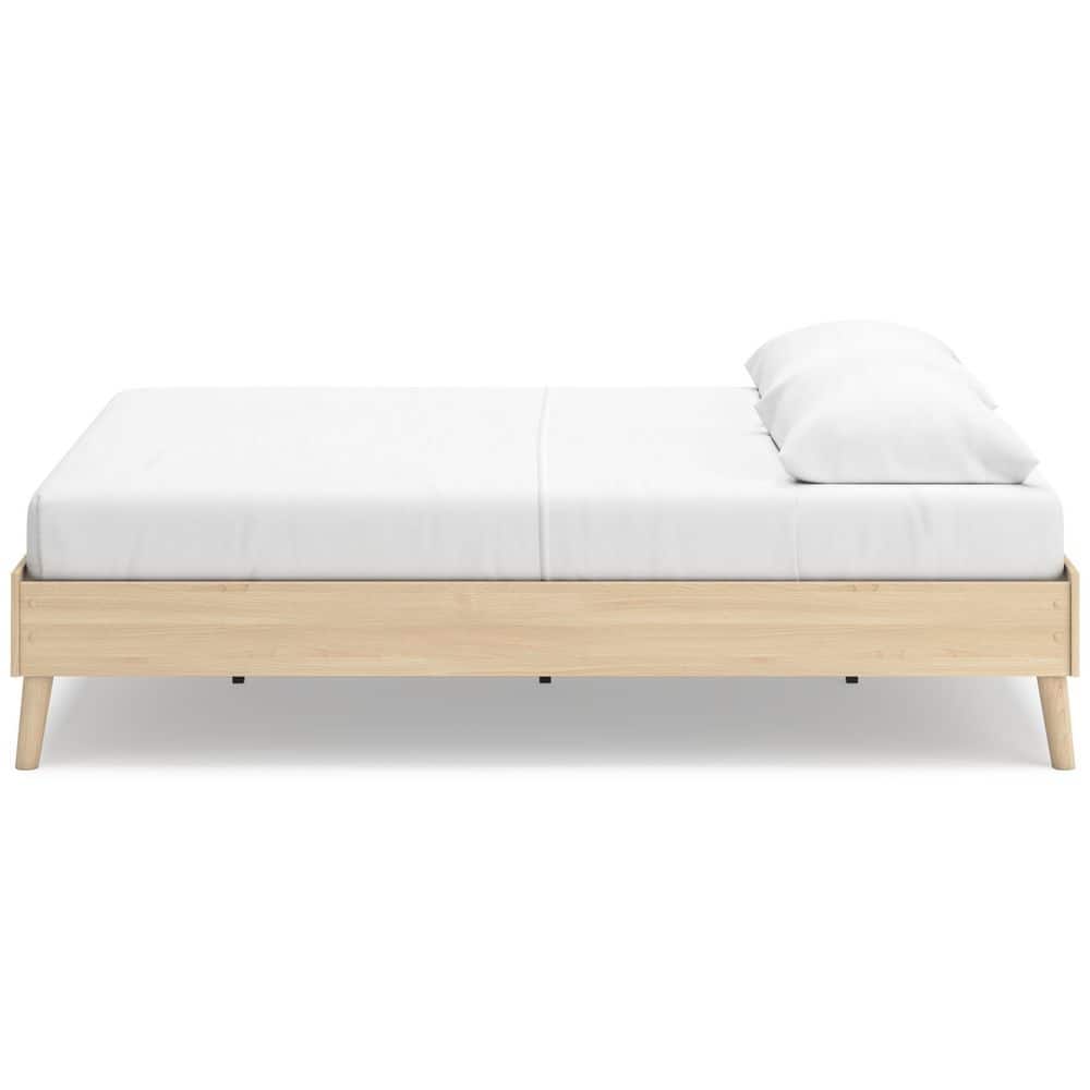 Light Brown Queen Wood Platform Bed with Storage