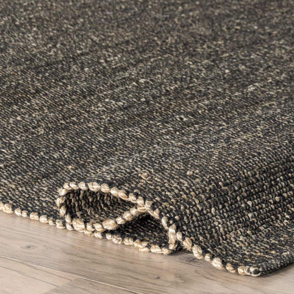 Charcoal 9' x 12' Handmade Jute Cotton Blend Area Rug