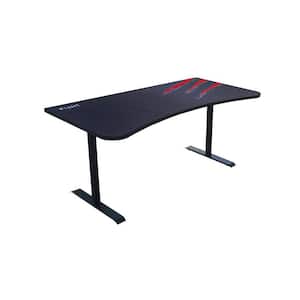 63 in. Rectangular Black/Red Computer Desk with Adjustable Height Feature