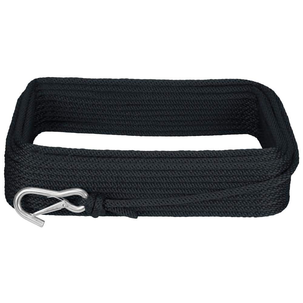 Extreme Max BoatTector 1/2 in. x 150 ft. Black Solid Braid MFP Anchor Line  with Snap Hook 3006.3442 - The Home Depot