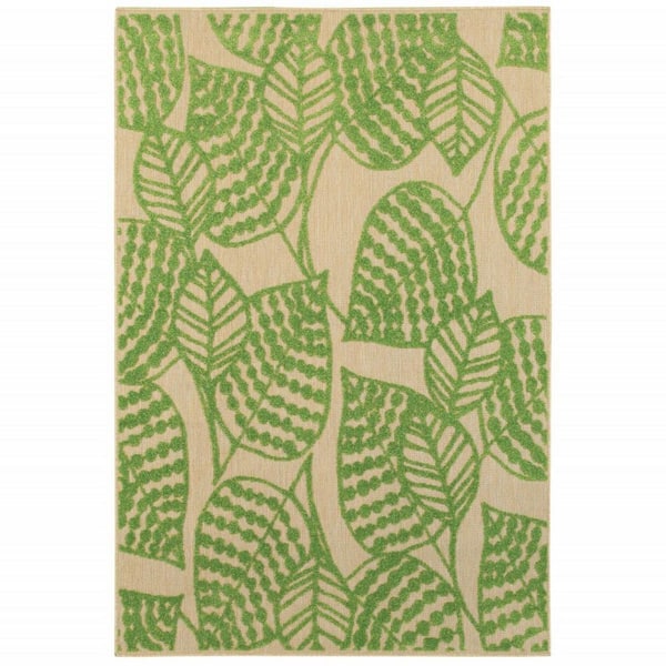 Green 4 ft. x 5 ft. Loomed Polypropylene Rectangle Indoor/Outdoor Area Rug