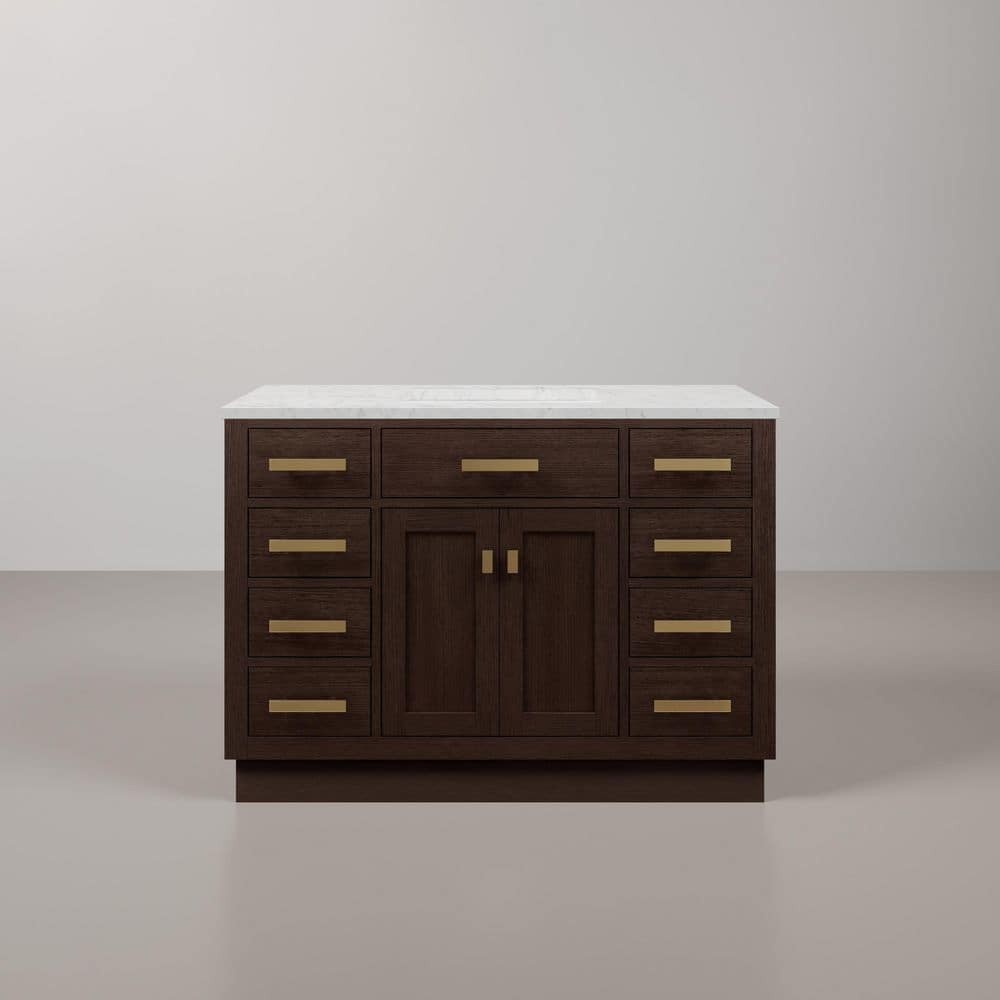 Chestnut 48" Brown Pine Vanity with White Ceramic Sink