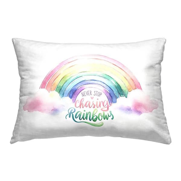 Stupell Industries Uplifting Chasing Rainbows Multi-Color Print Polyester 14 in. x 20 in. Throw Pillow