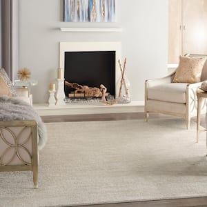 Essentials 8 ft. x 11 ft. Ivory Beige Solid Contemporary Area Rug