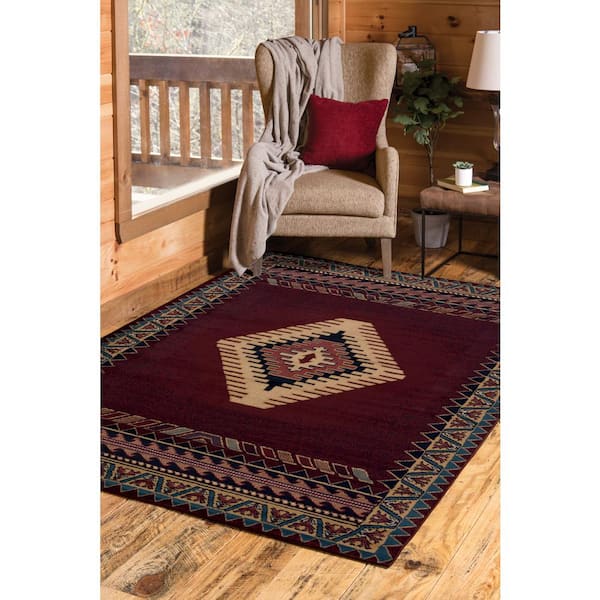 Manhattan Tucson Burgundy 3 ft. 11 in. x 5 ft. 3 in. Area Rug