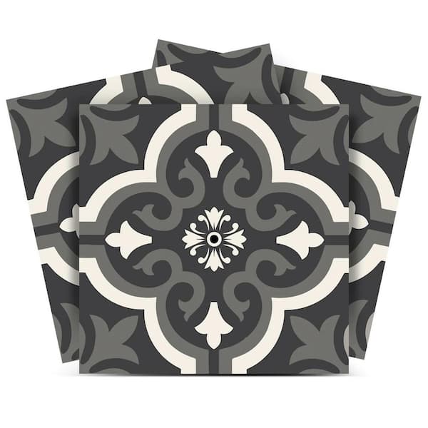 MI ALMA Black, White, and Gray B151 12 in. x 12 in. Vinyl Peel and Stick Tile (24 Tiles, 24 sq. ft. Pack)