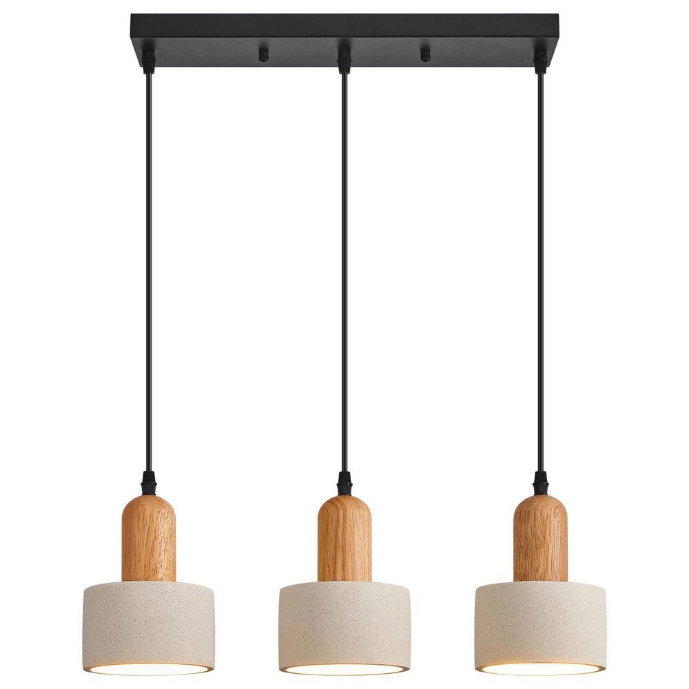 Modern Cement 3 Light Pendant Lights White Chandelier Wooden Ceiling Lamps for Kitchen Island Bedroom Living Room Bar price history on PriceWatchPro