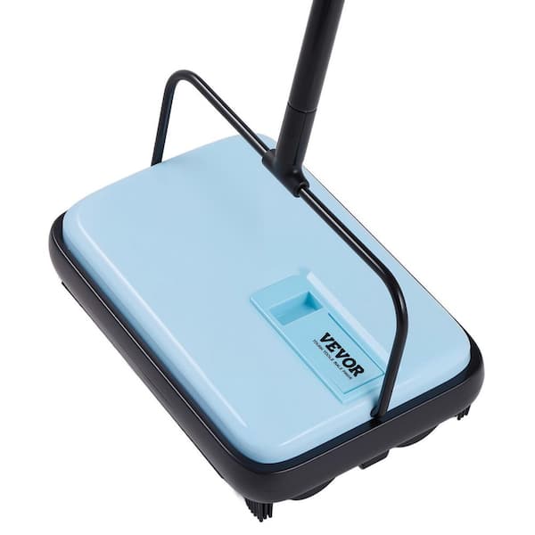 Carpet Sweeper Manual, Floor Sweeper with 300 ml Dustbin Capacity Easy to Empty, 6.7 in. Cleaning Width, Blue