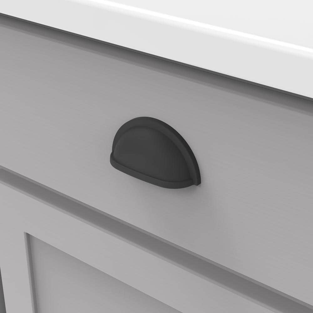 Matte Black 3" Cup Pull with Mounting Hardware