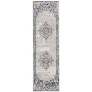 Blue and Gray 2 ft. x 8 ft. Oriental Area Rug
