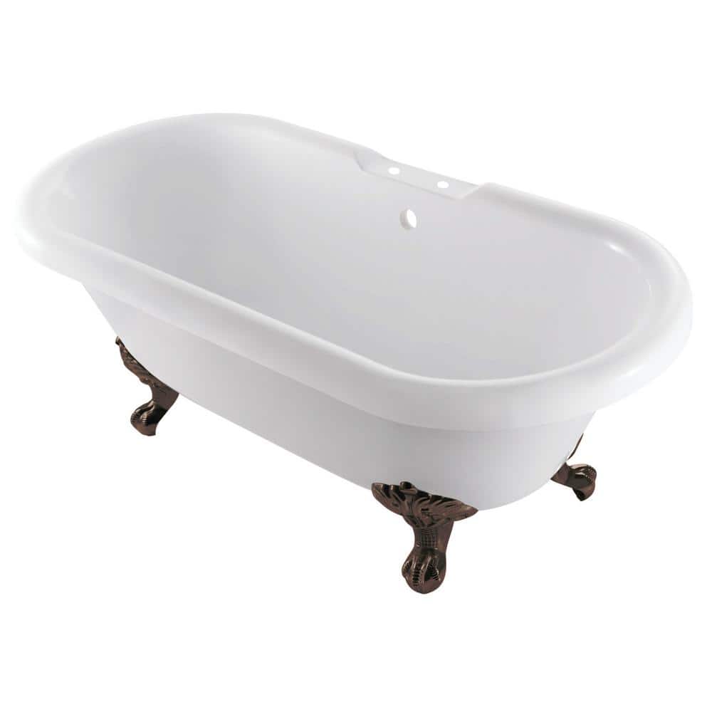 Aqua Eden 67 in. Acrylic Clawfoot Non-Whirlpool Bathtub in White/Oil Rubbed Bronze with 7 in. Faucet Drillings price history on PriceWatchPro