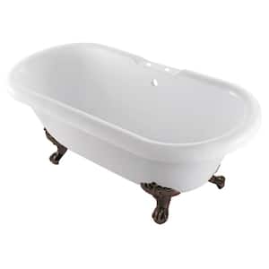 Aqua Eden 67 in. Acrylic Clawfoot Non-Whirlpool Bathtub in White/Oil Rubbed Bronze with 7 in. Faucet Drillings