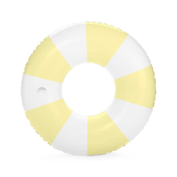 48" Inflatable Tube Pool Float with Cup Holder,Large Swim Ring for Adults,Durable Inner Tube Pool Toy (Yellow Stripe)