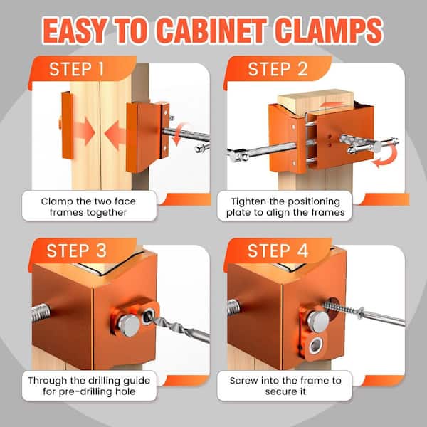 Numhew 2-Pack Orange Aluminum Alloy Cabinet Clamps, Cabinet Face
