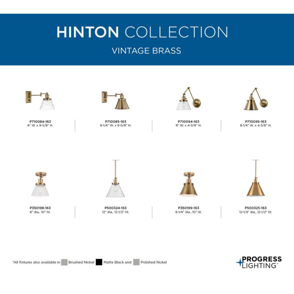 Hinton 12.5" Vintage Brass Seeded Glass Pendant Light
