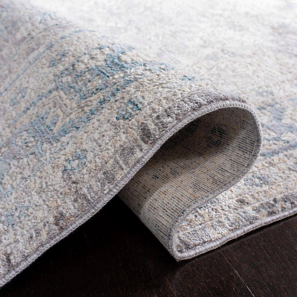 Dream 8 ft. x 10 ft. Gray/Blue Border Distressed Area Rug - Thumbnail 2