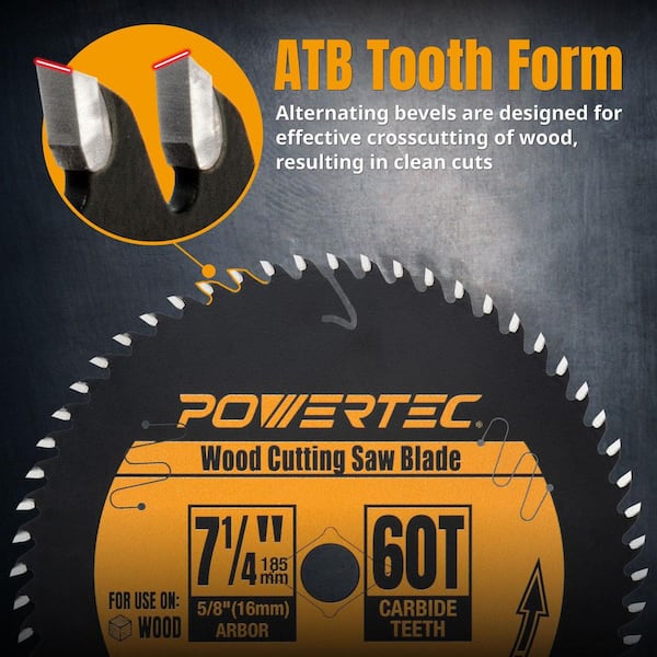 7-1/4 in. x 60-Tooth, 5/8 in. Arbor, Fast Crosscutting Circular Saw Blade for Softwood and Hardwood (2-Pack)