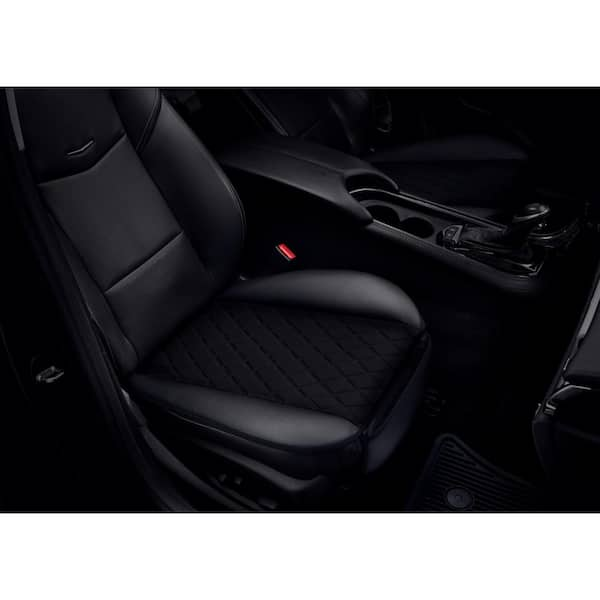 FH Group Faux Leather 21 in. x 21 in. x 1 in. Seat Cushion Pad with Front Pocket - Front Set, Black