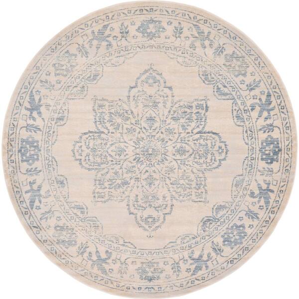 Unique Loom Paris Fremont Beige 6' 0 x 6' 0 Round Rug