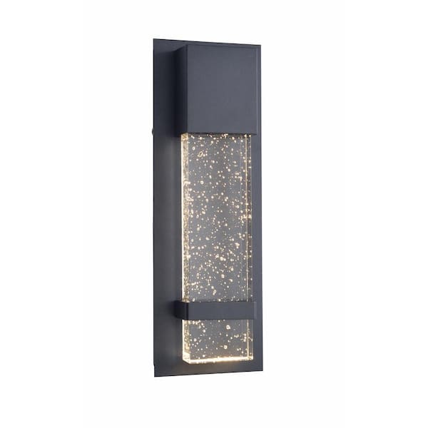 Home Decorators Collection 1-Light Black Outdoor Wall Lantern with Seeded Glass 