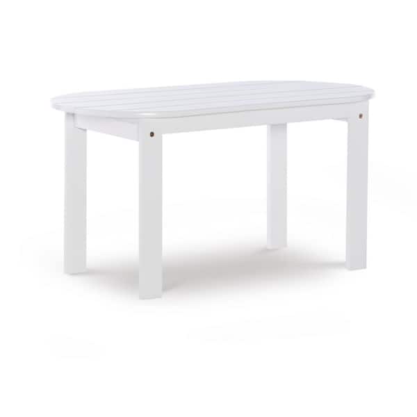 Linon Home Decor Shelly Adirondack White Oval Wood Outdoor Coffee Table